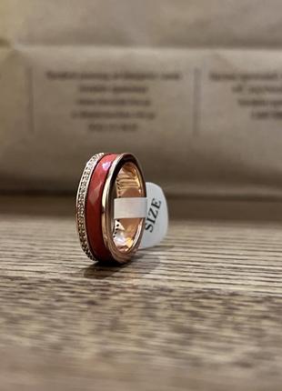 Керамическое кольцо женское красное с камнями1 фото
