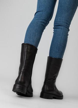Ботинки зимние женские черные на низком каблуке 503цz10 фото