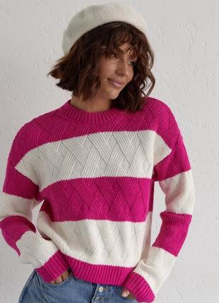 Свитер свитер укороченный короткий кофта вязаная джемпер в толстую полоску полоска стильный тренд базовый зара zara
