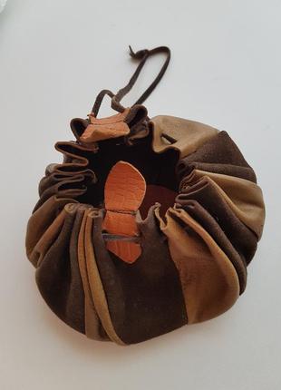 Косметичка мешок мешочек из натуральной кожи кожаная3 фото