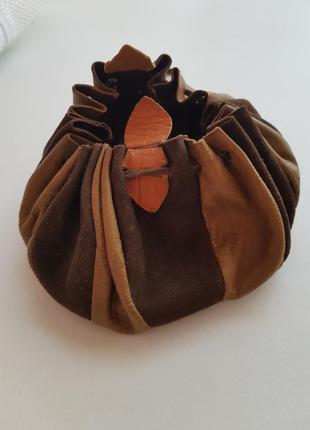 Косметичка мешок мешочек из натуральной кожи кожаная2 фото