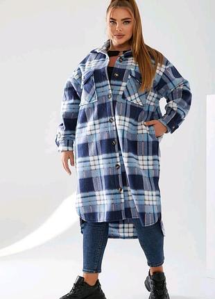 Сорочка флис 💥 58 56 54 52 р 50 48 размеры кардиган батал большие женская рубашка р флис клетка длинная теплая зима осень