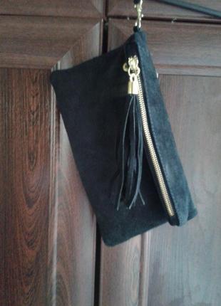 Вечірня сумочка клатч із натуральної замші італію