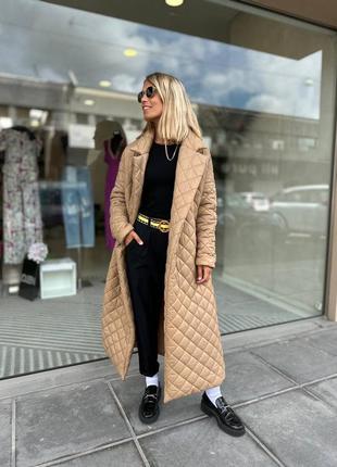 🦋🍀 длинное пальто из плащевой ткани стеганой на силиконе 150