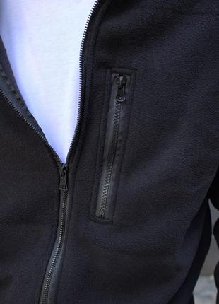 Флісова куртка тактична на застібці чорна5 фото