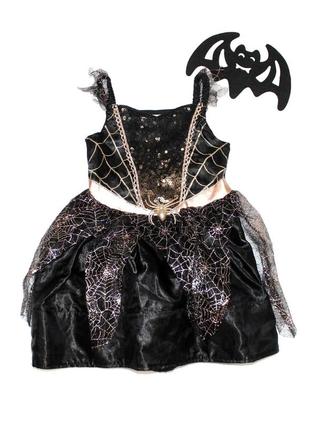 Карнавальне плаття, сукня відьмочка, чаклунка, чародійка, чарівниця, паучок на halloween  tu 3-4 рок1 фото
