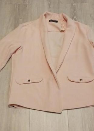 Розовый персиковый пиджак жакет1 фото
