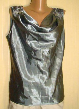 Блузка женская шелковая нарядная серая ronni nicole
