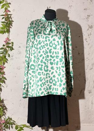 Блуза з бантом bow blouse тваринний принт 🟢 made i italy 🟢 р.  м/l