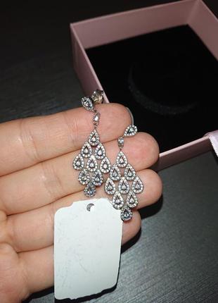 Серебряные серьги капли пандора серебро 925  сережки pandora6 фото