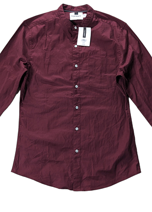 Topman  стрейчевая рубашка оксфорд  вортник стойка | oxford| без воротника