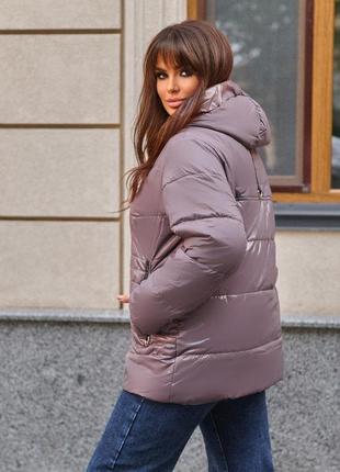 Комфортна жіноча куртка на еврозиму з капюшоном батал3 фото
