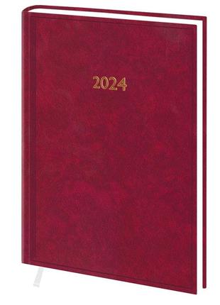 Щоденник датований 2024 рік, а5 формату бордовий, 176 аркушів обкладинка баладек macanet