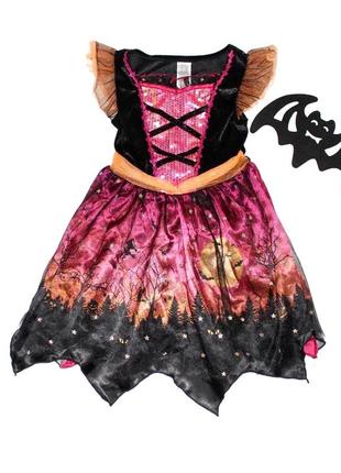 Карнавальное платье, платье ведьмочка, колдунья, волшебница на halloween f&amp;f 3-4 года