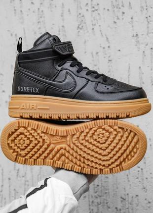 Nike air force gore-tex кроссовки мужские кожаные топ качество найк форс высокие гортекс черные осенние евро зима5 фото