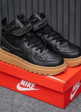 Nike air force gore-tex кроссовки мужские кожаные топ качество найк форс высокие гортекс черные осенние евро зима
