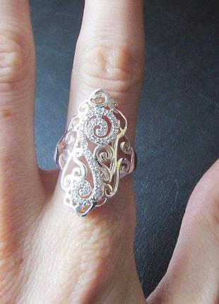 🏵️ потрясающее кольцо в серебре 925 с фианитами, 18 р., новое! арт. 80985 фото