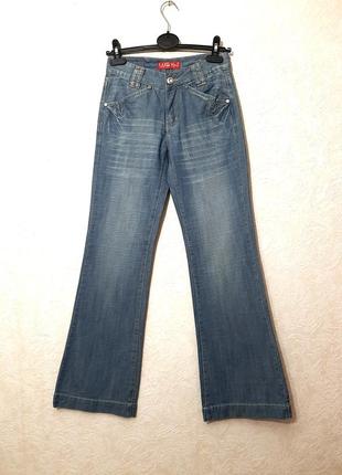 Wind kiss стильные джинсы клёш голубые котон оригинальные карманы женские размер 25 р42-44