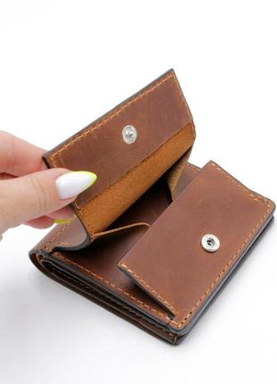 Кожаное портмоне слава зсу grande pelle на магните, коричневый цвет, матовый, мужской кошелек с монетницей топ3 фото
