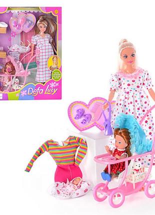 Кукла беременная  с детьми, коляска, одежда, аксессуары, 2 вида 29 см  игровой набор defa 8049   т