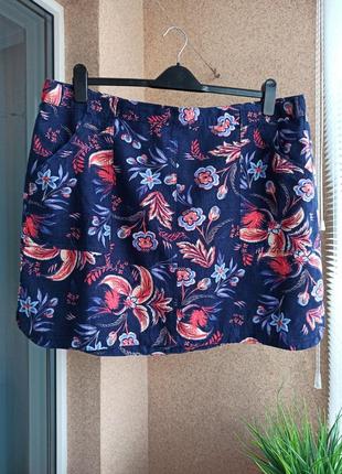 Красивая стильная летняя юбка мини из натуральной ткани лен вискоза1 фото