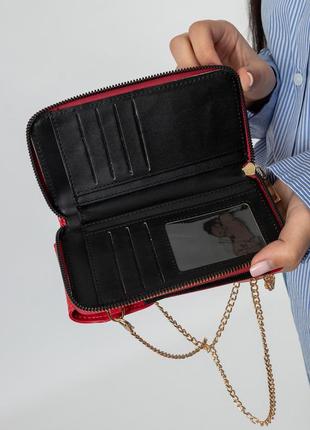 Гаманець жіночий із ланцюжком червоний 6579-a s2 фото