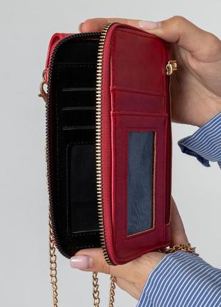 Гаманець жіночий із ланцюжком червоний 6579-a s3 фото