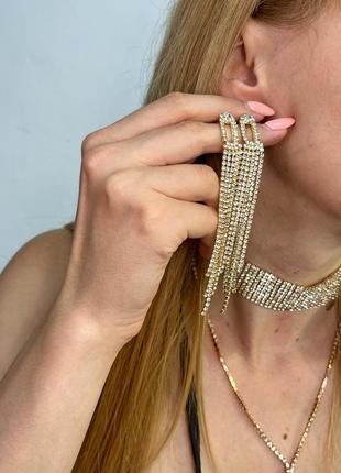 Набір жіночий чокер прикраси і вечірні сережки