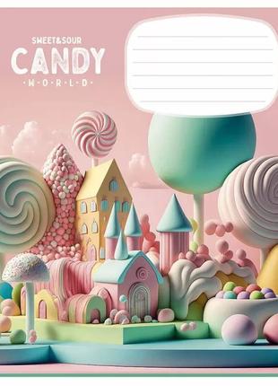 Зошит учнівський "candy world" 012-3266k-4 в клітинку, 12 аркушів1 фото