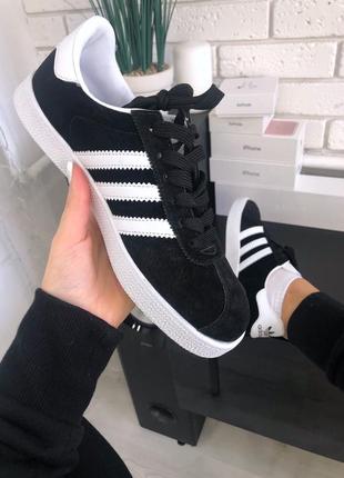 Жіночі кросівки/кеди adidas gazelle black white, адідас газель