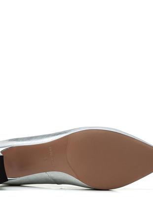 Туфли женские кожаные серебристые на удобном каблуке 1674т6 фото