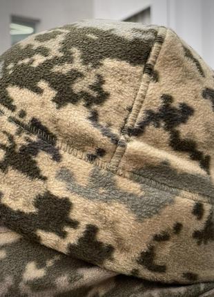 Шапка флисовая с отсрочкой мужская женская liss мультикам пиксель | шапка тактическая военная зимняя осенняя7 фото