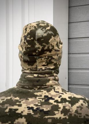 Шапка флисовая с отсрочкой мужская женская liss мультикам пиксель | шапка тактическая военная зимняя осенняя5 фото