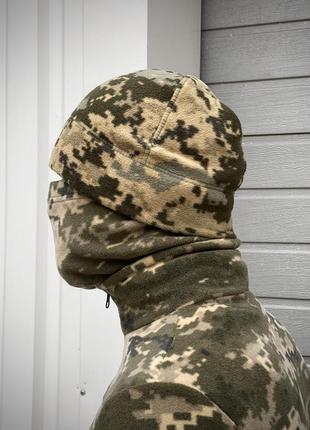 Шапка флисовая с отсрочкой мужская женская liss мультикам пиксель | шапка тактическая военная зимняя осенняя4 фото