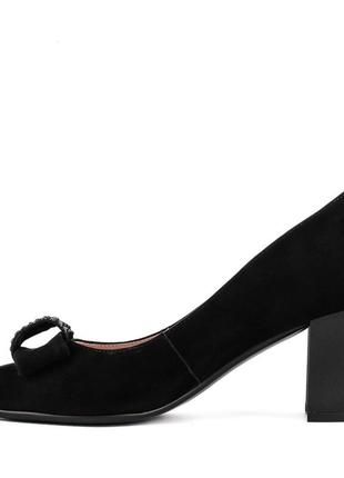 Туфли женские замшевые черные на каблуке 1352т3 фото