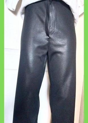 Современные новые женские черные брюки под кожу прямые высокая посадка р. l