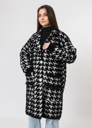 Кардиган женский черный в принт xl-2xl к6932 фото