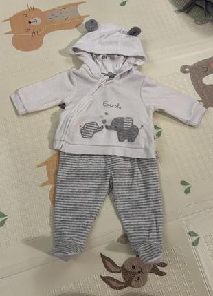 Костюм комплект велюровый blukids bio cotton little 0-3 мес2 фото