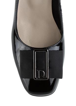 Туфли женские кожаные лаковые черные на устойчивом каблуке 1559т7 фото