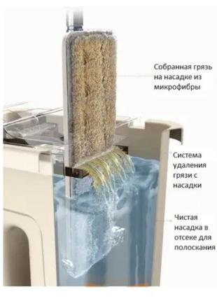 Универсальная швабра с распылителем water spray mop / моющая швабра для уборки (бежевая)4 фото
