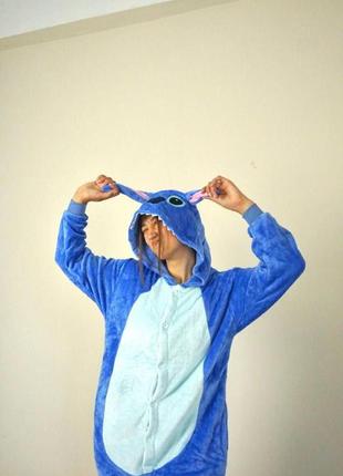 Кигуруми стич синий  для взрослых , тёплая сплошная пижама для взрослых2 фото