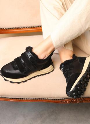 Кросівки шкіряні з хутром 586753 чорні 36 37 38 39 40