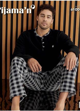 Теплая флисовая мужская пижама, костюм для дома