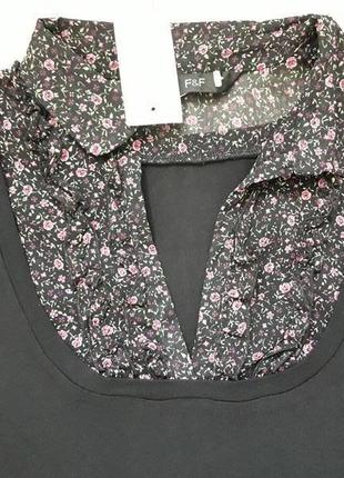 Незрівнянна кофта чорна блуза в квітковий принт великого розміру f&f3 фото
