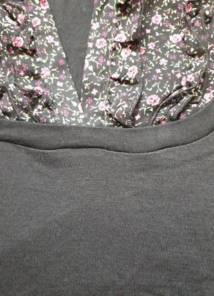 Незрівнянна кофта чорна блуза в квітковий принт великого розміру f&f6 фото