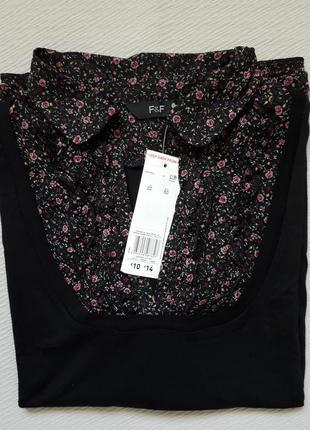 Незрівнянна кофта чорна блуза в квітковий принт великого розміру f&f8 фото