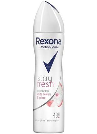 Антиперспирант-аэрозоль rexona свежесть белых цветов и личи 150 мл (8717163709412)1 фото