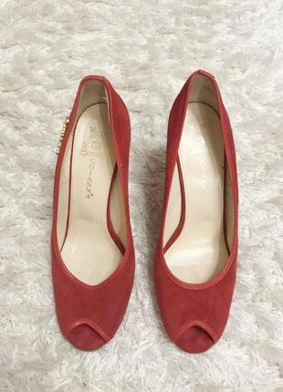 Туфли открытый носок красные замшевые италия 38 размер3 фото