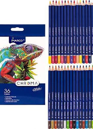 Набір кольорових олівців 36 кольорів marco chroma, у картонній упаковці 8010-36cb1 фото