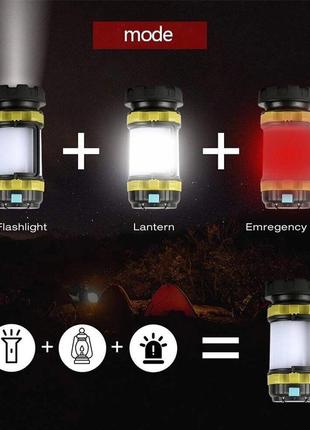 Кемпінгова лампа світильник на акумуляторі t6 c power bank + водозахист + 3 режими ammunation